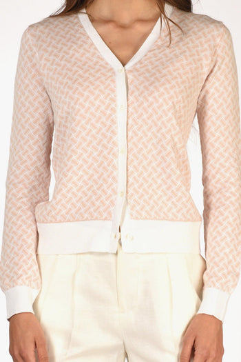 Cardigan Rosa/bianco Donna - 3