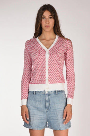 Cardigan Fucsia/bianco Donna - 2
