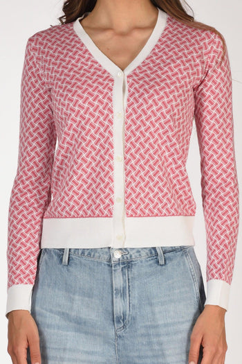 Cardigan Fucsia/bianco Donna - 3