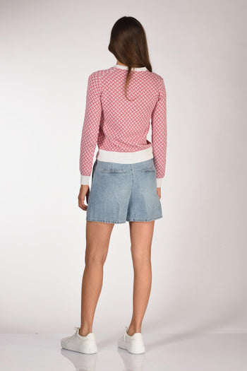 Cardigan Fucsia/bianco Donna - 5