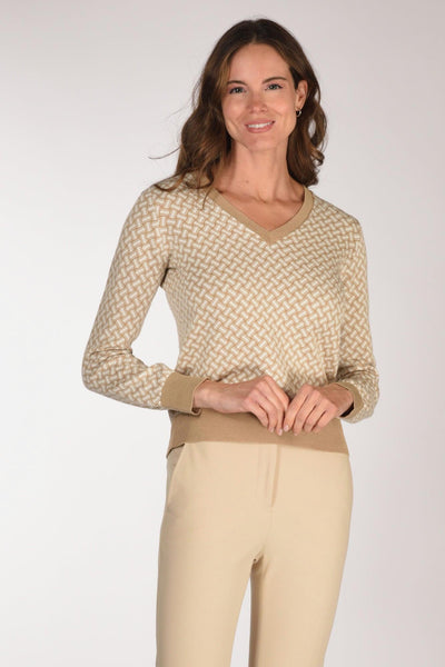 Maglia Biscottino Beige/bianco Donna