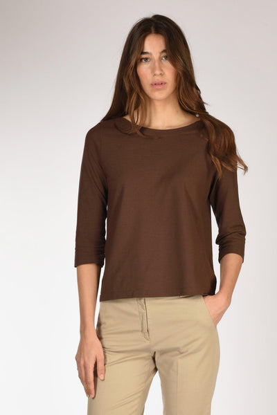 Slowear Maglia Scollo Marrone Donna