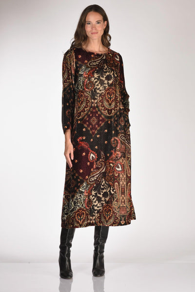 Abito Stampato Arancio/nero Donna