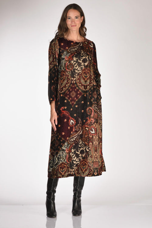 Abito Stampato Arancio/nero Donna