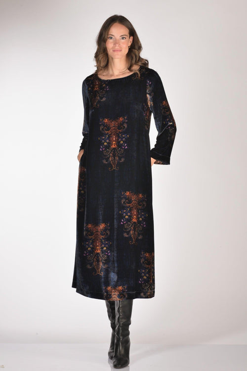 Abito Stampato Blu/arancio Donna