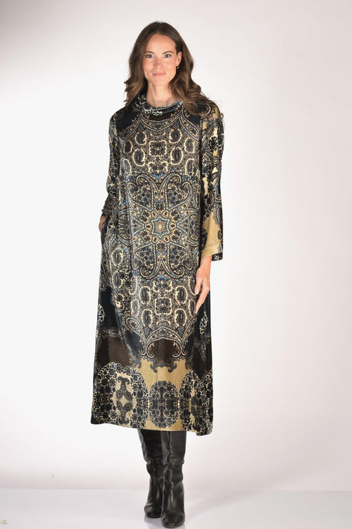 Abito Stampato Nero/bianco/azzurro Donna