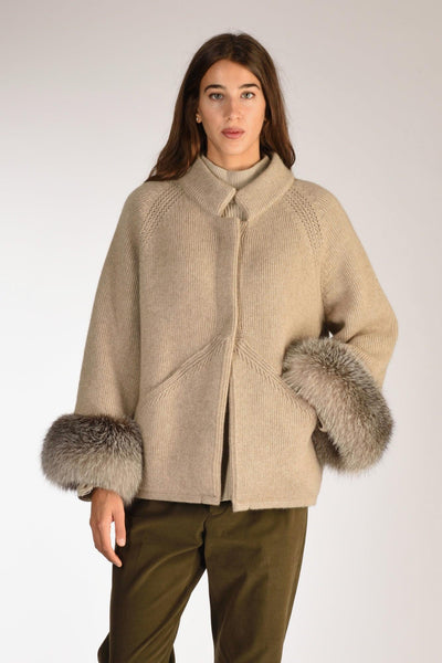 Giacca Pelliccia Beige Nat/ Donna