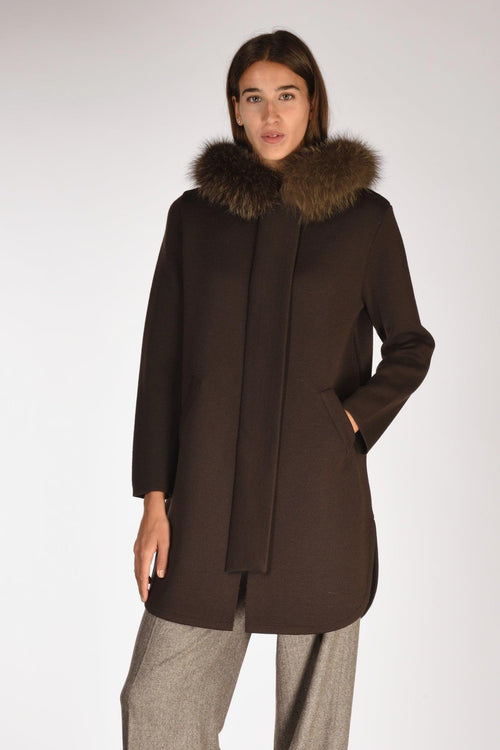 Cappotto Con Pelo Marrone Donna