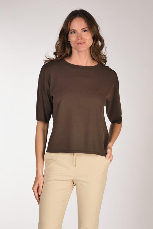 Maglia Girocollo Marrone Donna