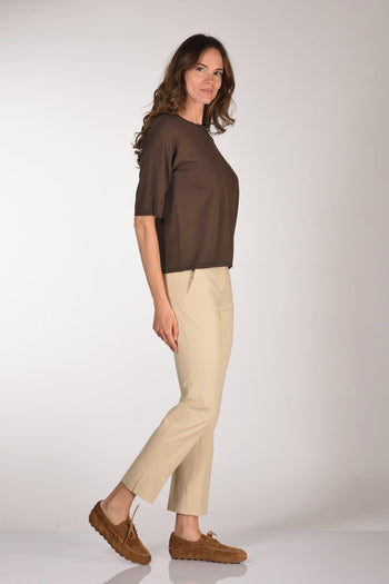 Maglia Girocollo Marrone Donna - 4