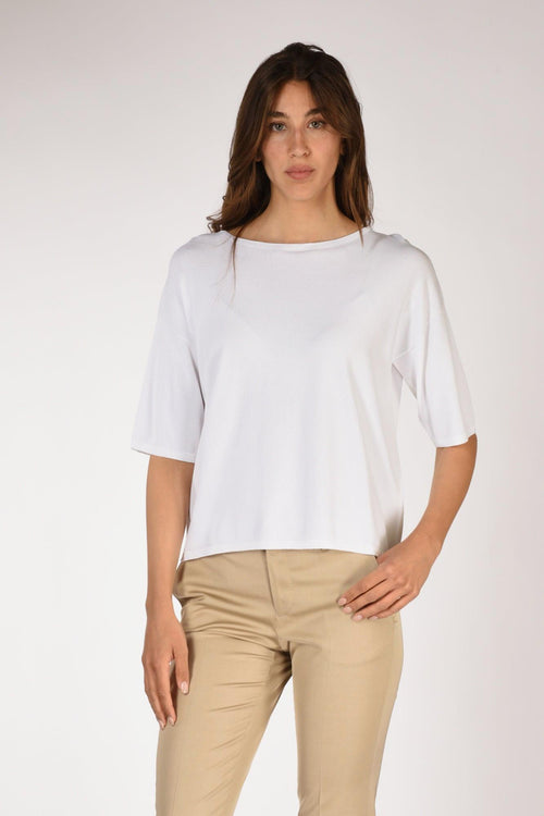 Maglia Girocollo Bianco Donna