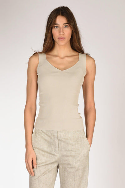 Canotta Maglia Beige Donna
