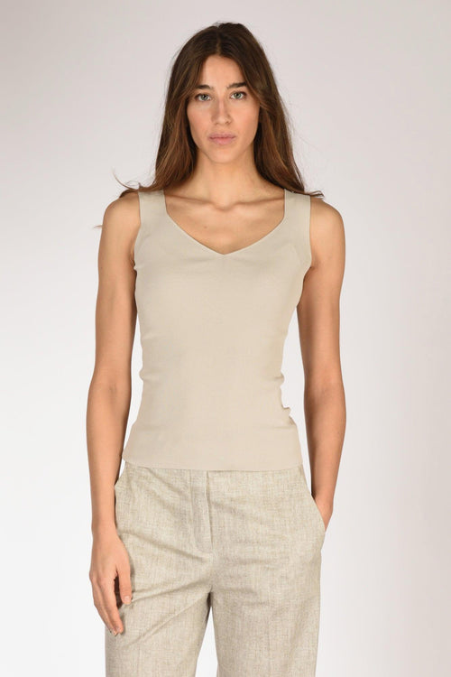 Canotta Maglia Beige Donna