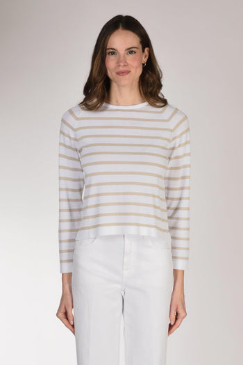 Maglia Rigata Beige/bianco Donna - 2