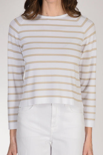 Maglia Rigata Beige/bianco Donna - 3