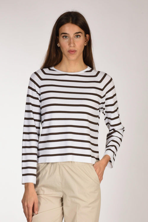 Maglia Rigata Bianco/marrone Donna