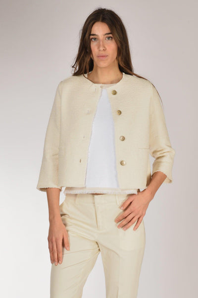 Giacca Maglia Bianco Naturale Donna