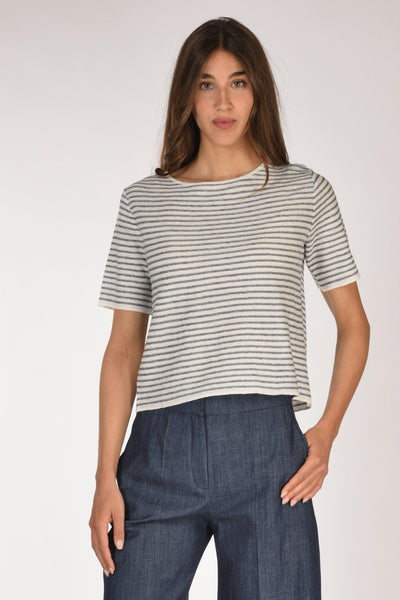 Maglia Rigata Bianco/blu Chiaro Donna