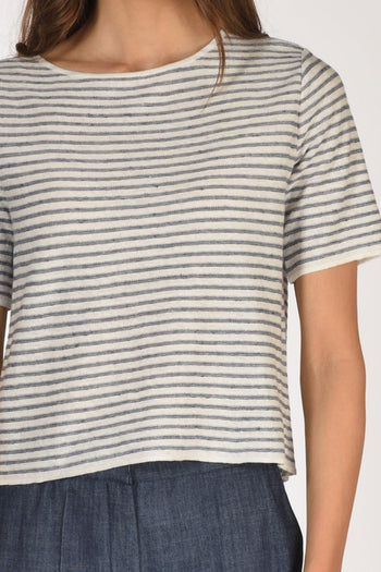 Maglia Rigata Bianco/blu Chiaro Donna - 3