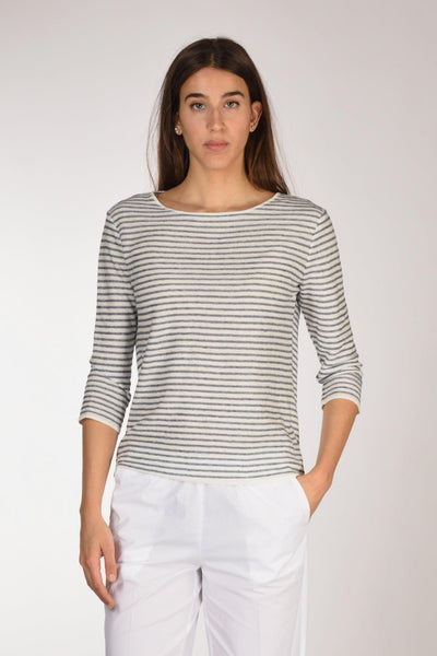 Maglia Rigata Bianco/blu Chiaro Donna