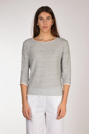 Maglia Rigata Bianco/blu Chiaro Donna - 2