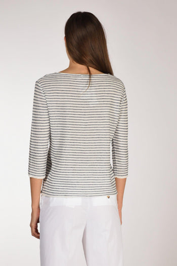Maglia Rigata Bianco/blu Chiaro Donna - 5