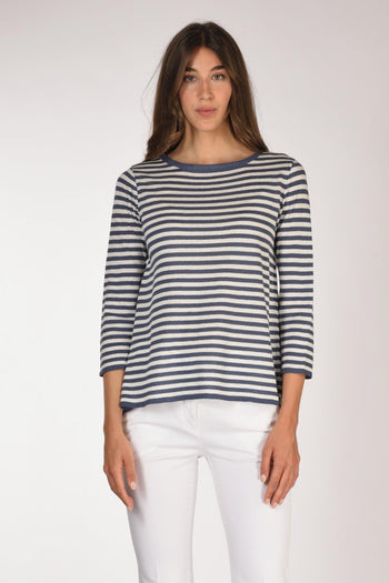 Maglia Rigata Bianco/blu Chiaro Donna - 2