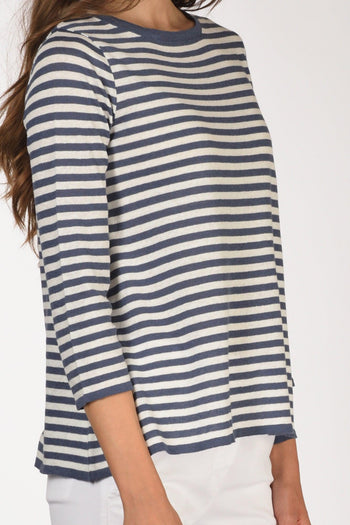 Maglia Rigata Bianco/blu Chiaro Donna - 3