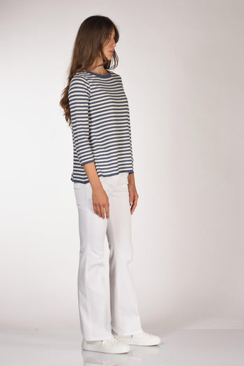 Maglia Rigata Bianco/blu Chiaro Donna - 4