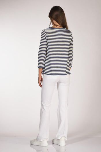 Maglia Rigata Bianco/blu Chiaro Donna - 5