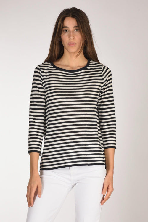 Maglia Rigata Blu/bianco Donna