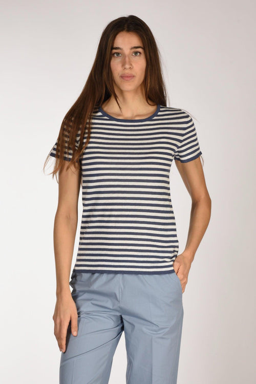 Maglia Rigata Bianco/blu Chiaro Donna