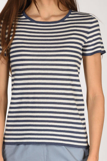 Maglia Rigata Bianco/blu Chiaro Donna - 3