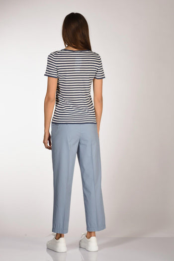 Maglia Rigata Bianco/blu Chiaro Donna - 5