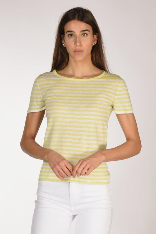 Maglia Rigata Giallo/bianco Donna