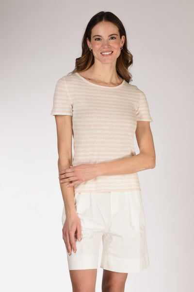 Maglia Rigata Rosa/bianco Donna