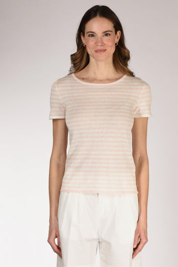 Maglia Rigata Rosa/bianco Donna - 2