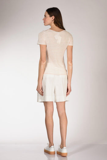 Maglia Rigata Rosa/bianco Donna - 5
