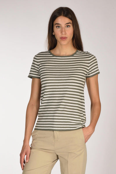 Maglia Rigata Verde/bianco Donna