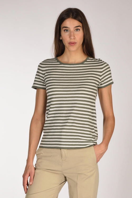Maglia Rigata Verde/bianco Donna