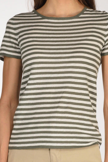 Maglia Rigata Verde/bianco Donna - 3