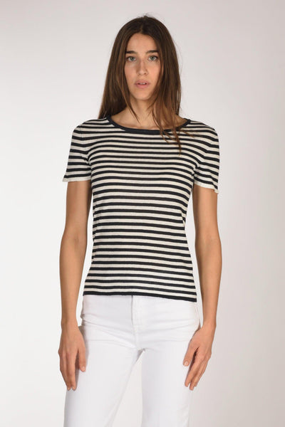 Maglia Rigata Blu/bianco Donna
