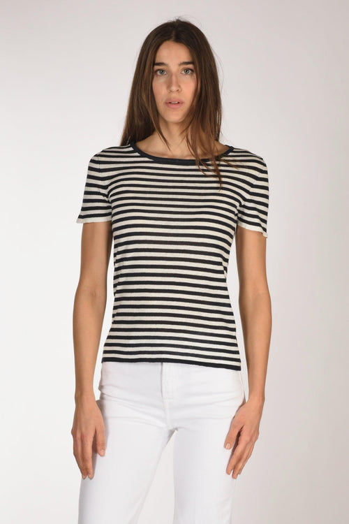 Maglia Rigata Blu/bianco Donna