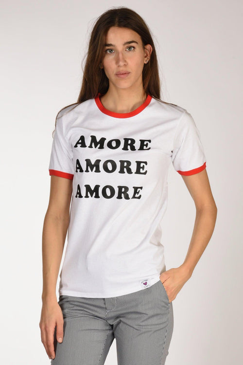 Tshirt Stampa Bianco/nero/rosso Donna