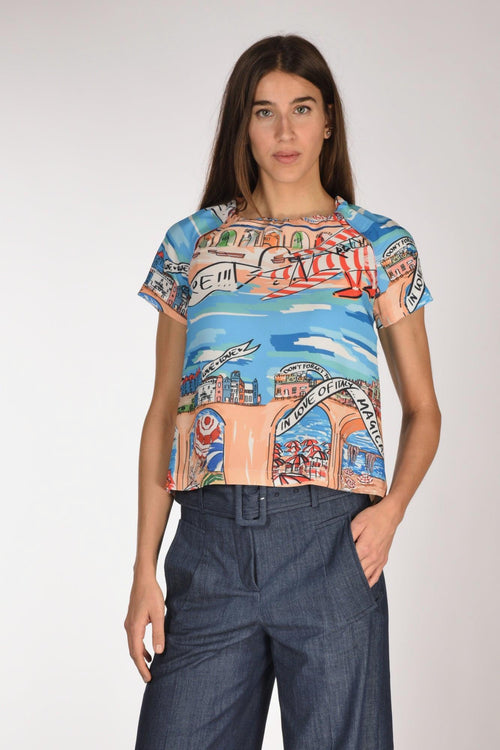 Camicia Stampa Multicolor Donna