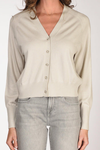 Maglia Cardigan Beige Chiaro Donna - 3