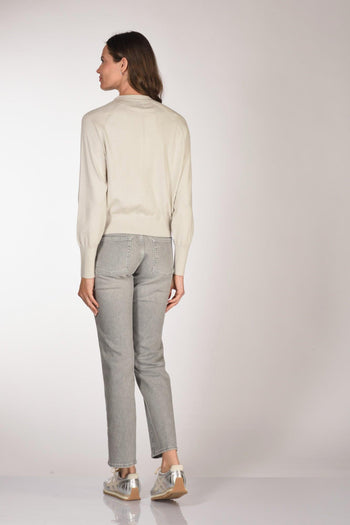 Maglia Cardigan Beige Chiaro Donna - 5
