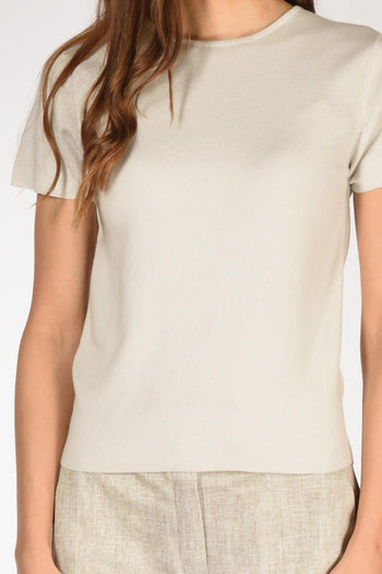Tshirt Maglia Beige Chiaro Donna - 3