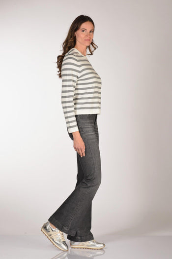 Maglia Rigata Grigio/bianco Donna - 4