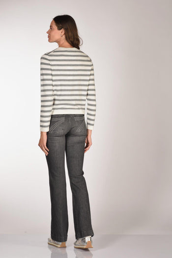 Maglia Rigata Grigio/bianco Donna - 5